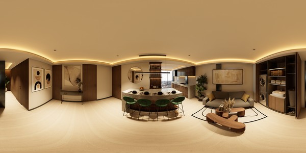 Sala del departamento de tres recámaras